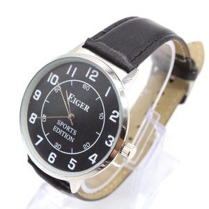 EIGER Sports Edition Watch Mens Silver Tone Stainless Steel Classic Black Dial